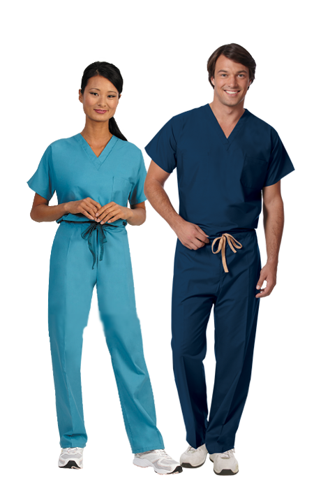 Medical Scrub Reversible TOP Nursing Hospital Surgical Uniform 55 cotton 45 poly