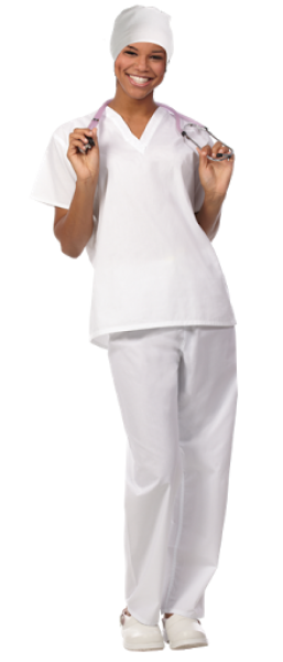 Blue Nurse Uniform - High Quality, 100% Cotton / With Nurse Cap / Blue /  Scrubs